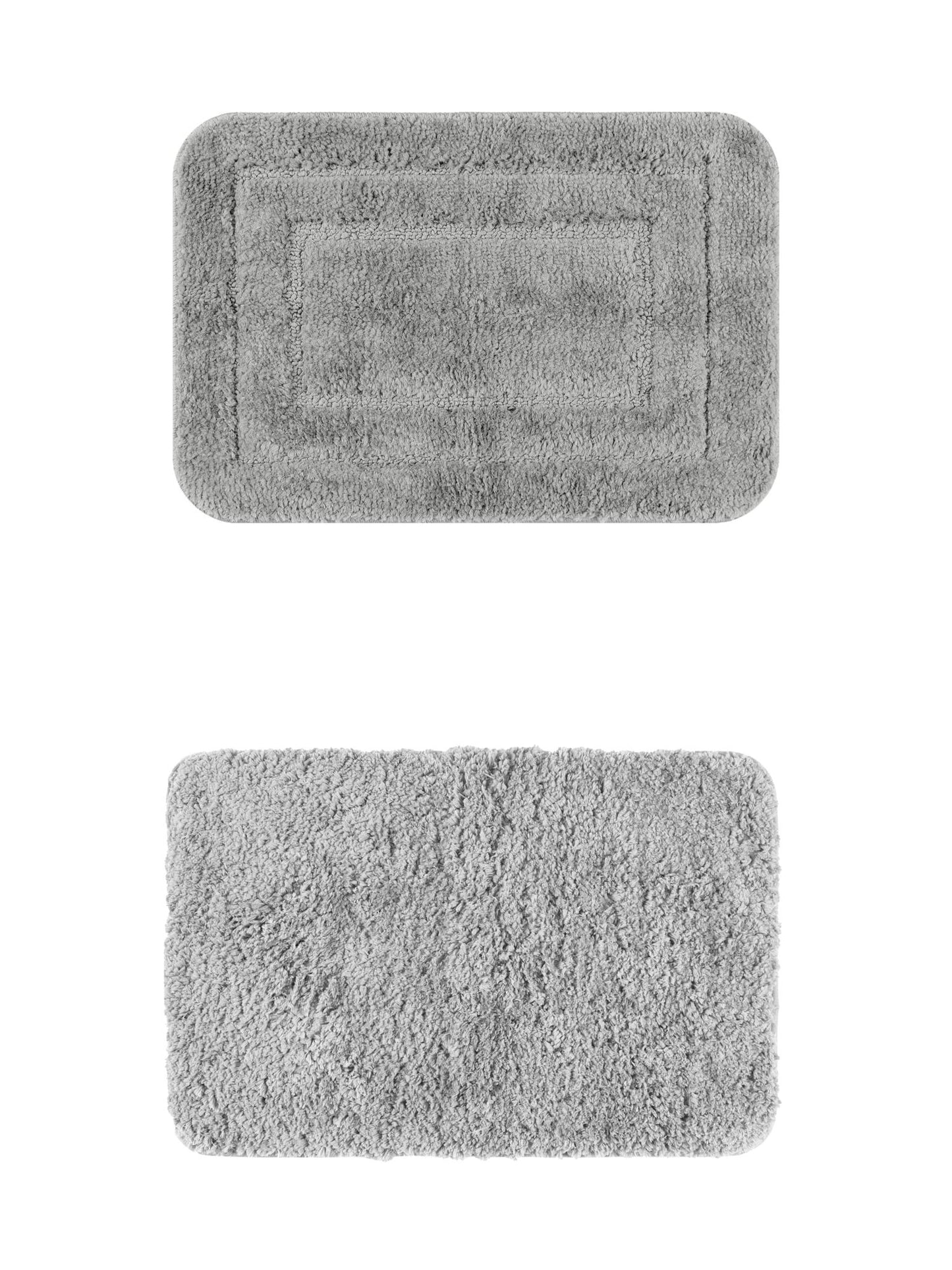 Unique Bargains 2 Pcs Plush Gradient Bath Rugs Grey/Dark Gray 16" x 24"