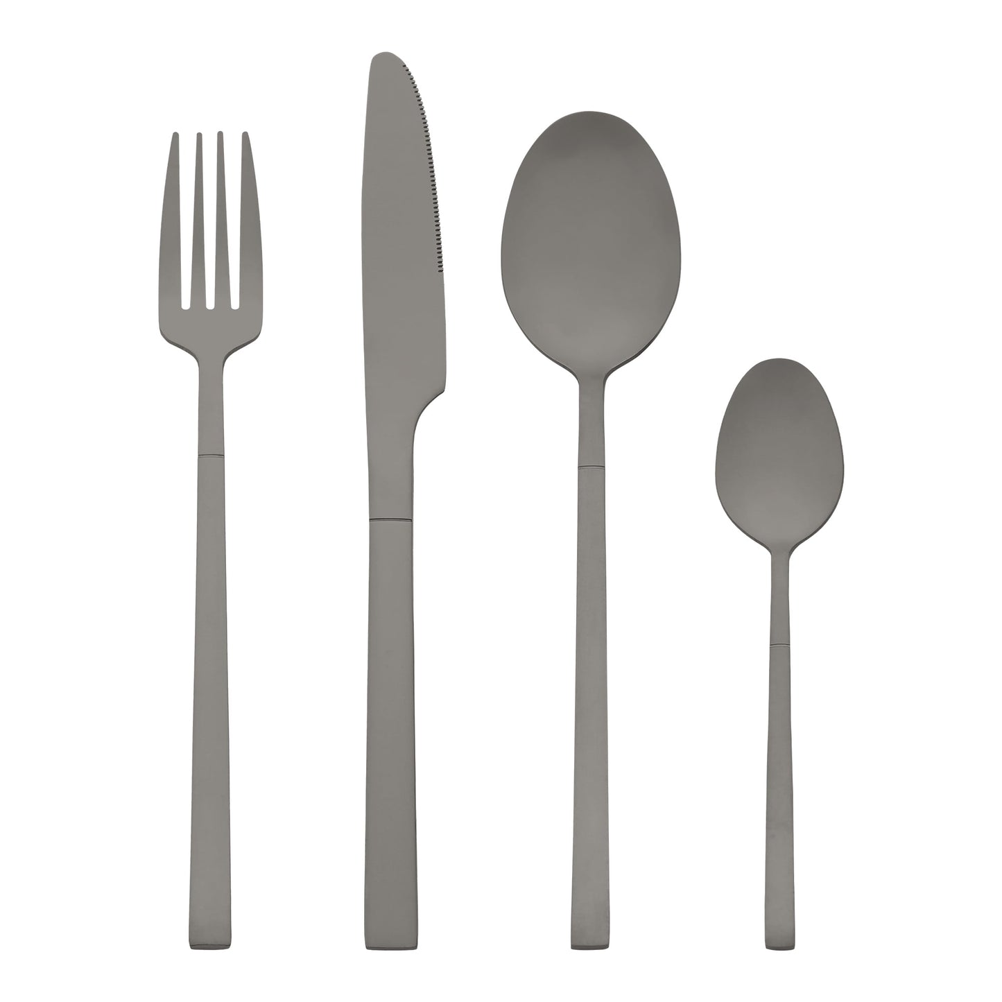 Unique Bargains 24 Piece Silverware Set Stainless Steel Flatware Set for 6 Black