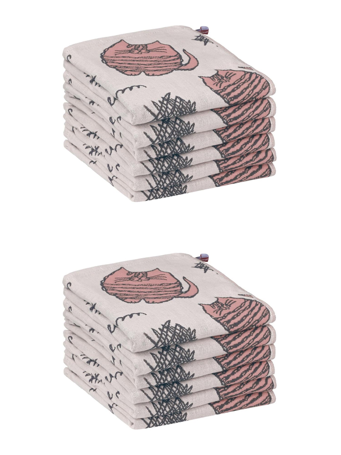 Unique Bargains Home Decor Kitty Pattern Absorbent Kitchen Towels 14 x 16 Inch Pink 12 Pack