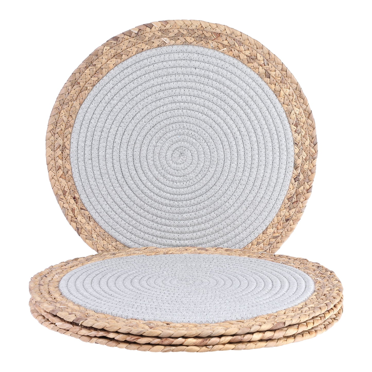 Unique Bargains Juego de 4 Manteles Individuales para Decoración de Mesa de Comedor Manteles Gris Claro 14x14in