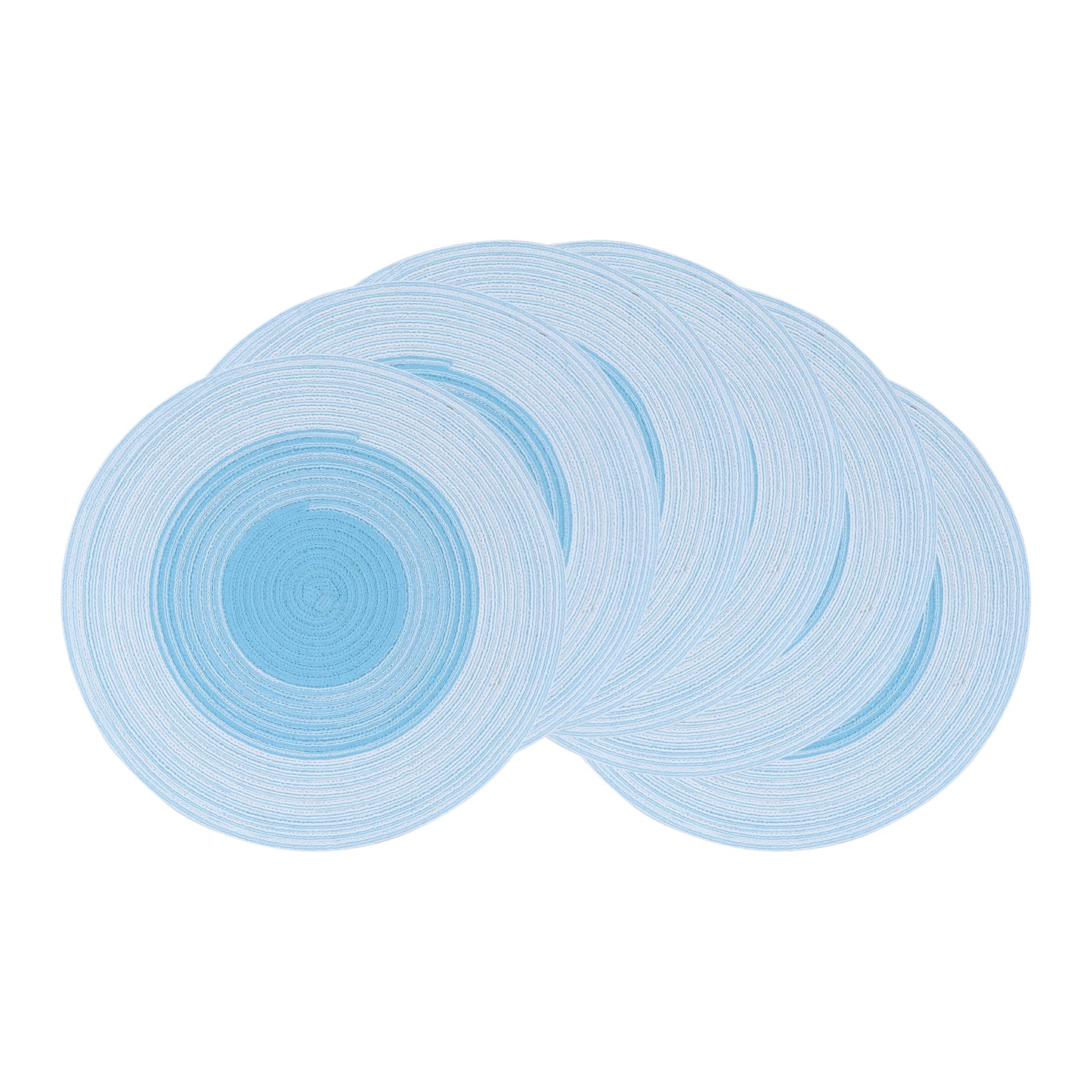 Unique Bargains Set of 6 Rattan Placemats for Dining Table Light Blue