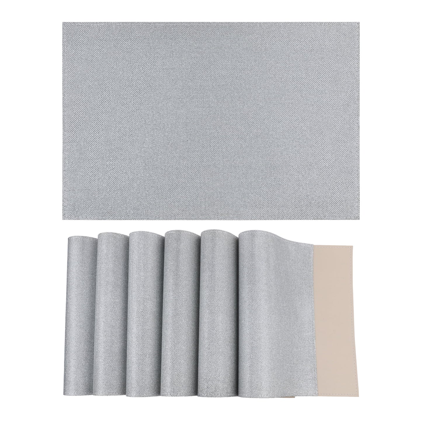 Unique Bargains Set of 6 Sparkle Placemats for Kitchen Dining Table Decor Silver