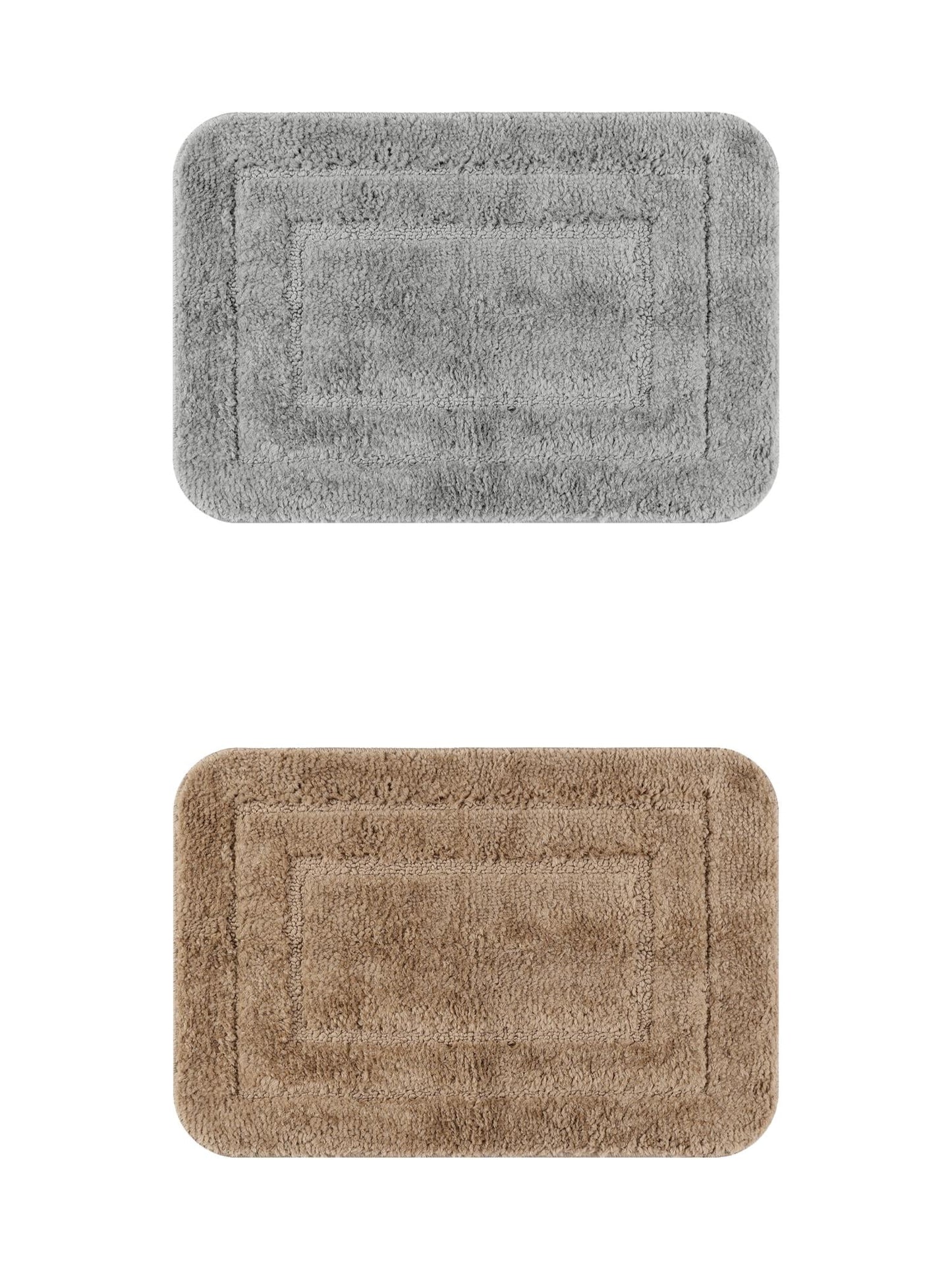 Unique Bargains Soft Absorbent Bath Mats 2 Pcs Non-Slip Plush Bathroom Rugs Dark Gray/Light Grey 20" x 32"