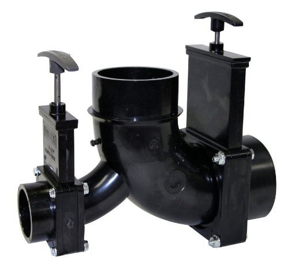 Valterra T81 Ell Double Rotating Valve, 3 Hub x 1-1/2 Hub x 3 Spigot Outlet