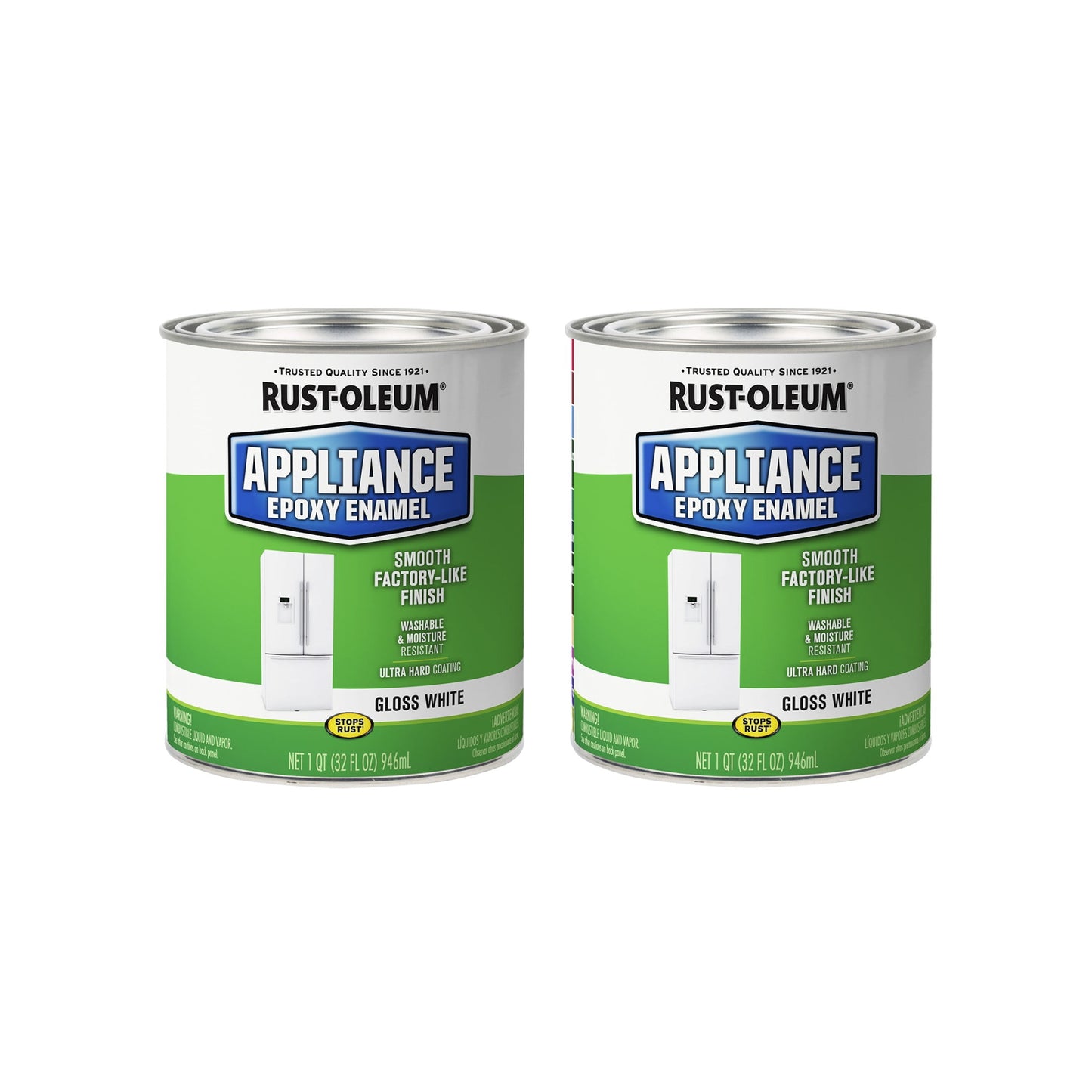 2 Pack, White, Rust-Oleum Specialty Gloss Appliance Enamel Paint- Quart