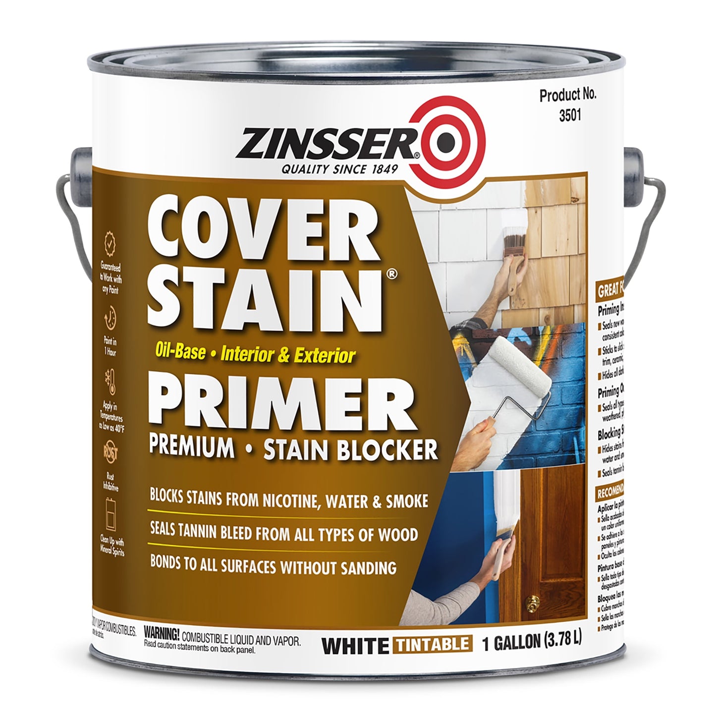 White, Zinsser Cover Stain Oil-Based Primer-3501, 1 gal
