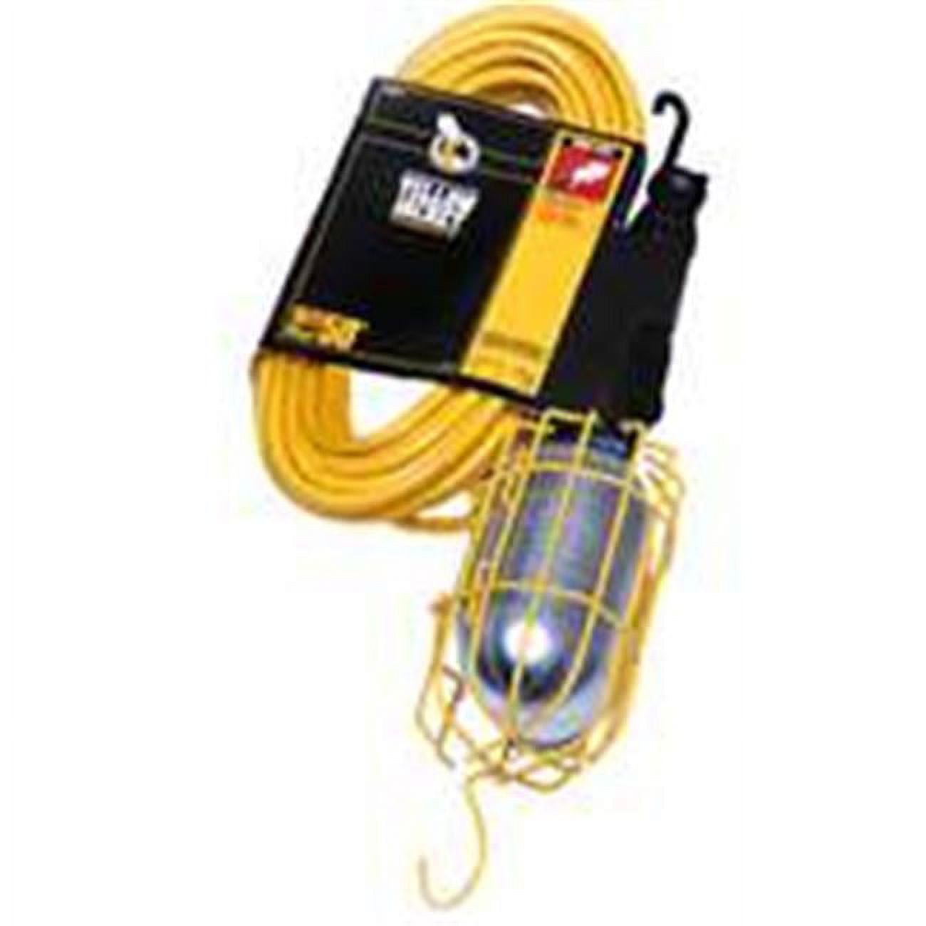 Yellow Jacket 2948 16/3 50' Sjtw Trouble Light Work Light with Metal Guard and Outlet