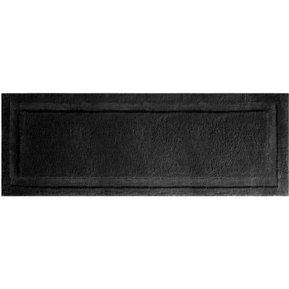 iDesign Microfiber Spa Solid Print Black Microfiber Polyester Bath Rug, 1' x 2', Non-Slip