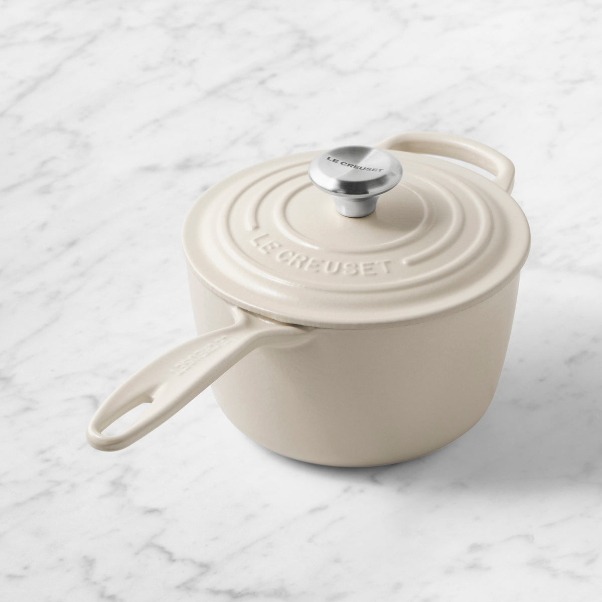 Le Creuset Signature Enameled Cast Iron Saucepan,Brioche,1.75-Qt.