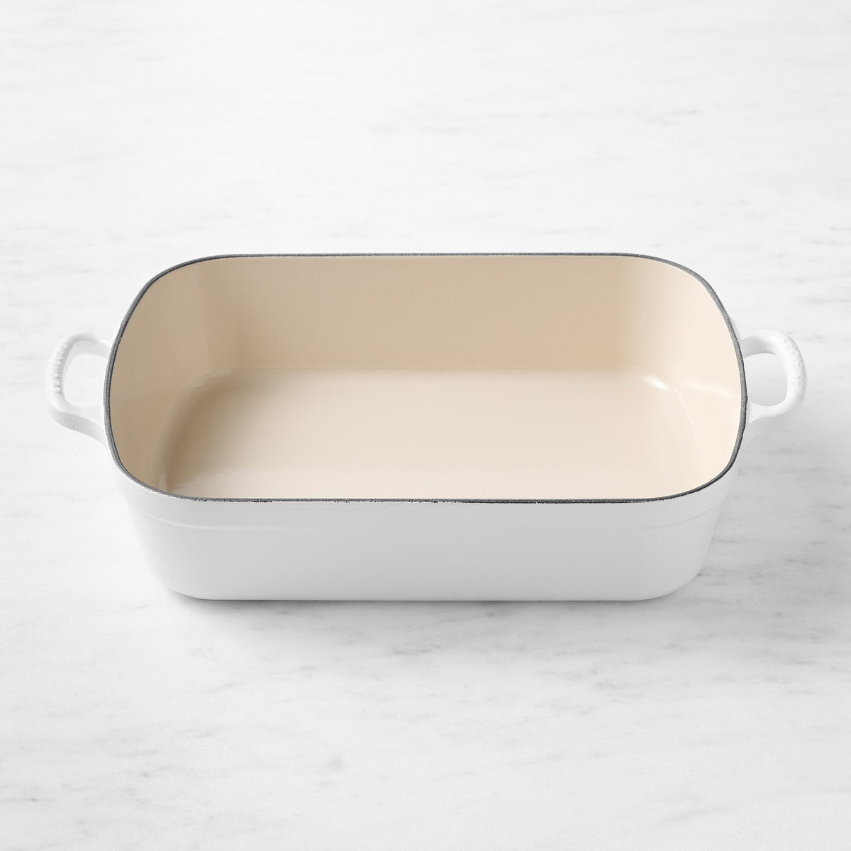 Le Creuset Signature Enameled Cast Iron Rectangular Roasting Pan, 5.25-Qt.,Matte White,