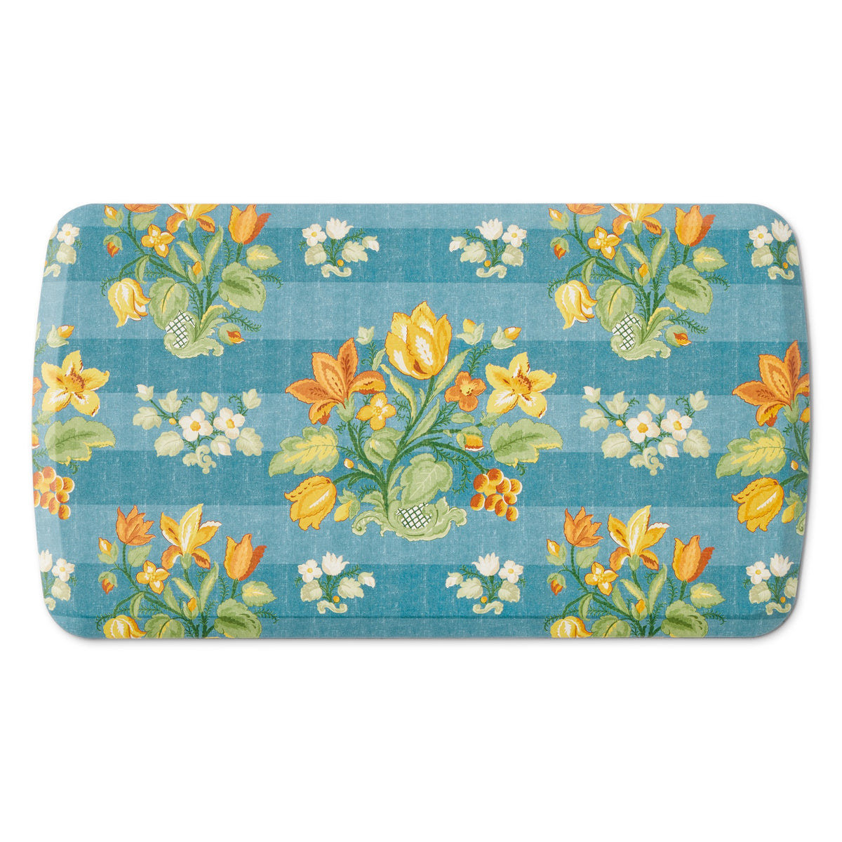 Gel Pro Harvest Floral Comfort Mat,WS Gel Pro Harvest Floral Stripe Blue Mat 20 x 36,