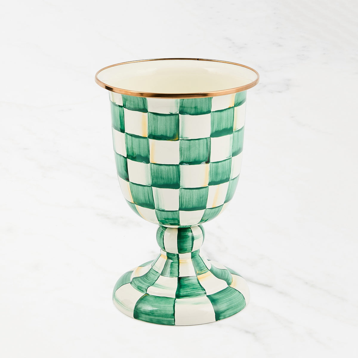 MacKenzie-Childs Emerald Check Pedestal Vase,,WSNOADS
