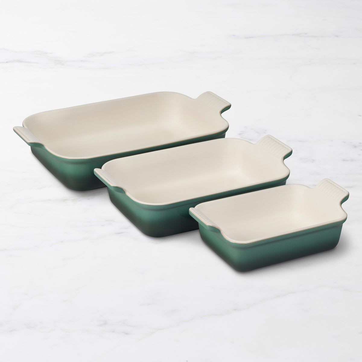 Le Creuset Heritage Open Rectangular Dishes, Set of 3,Artichaut,