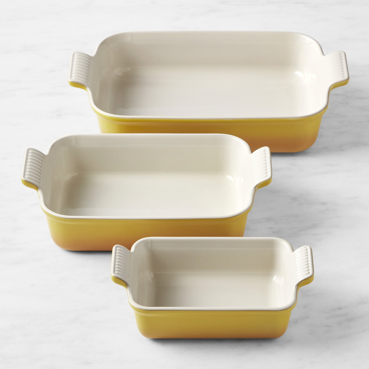 Le Creuset Heritage Open Rectangular Dishes, Set of 3,Nectar,