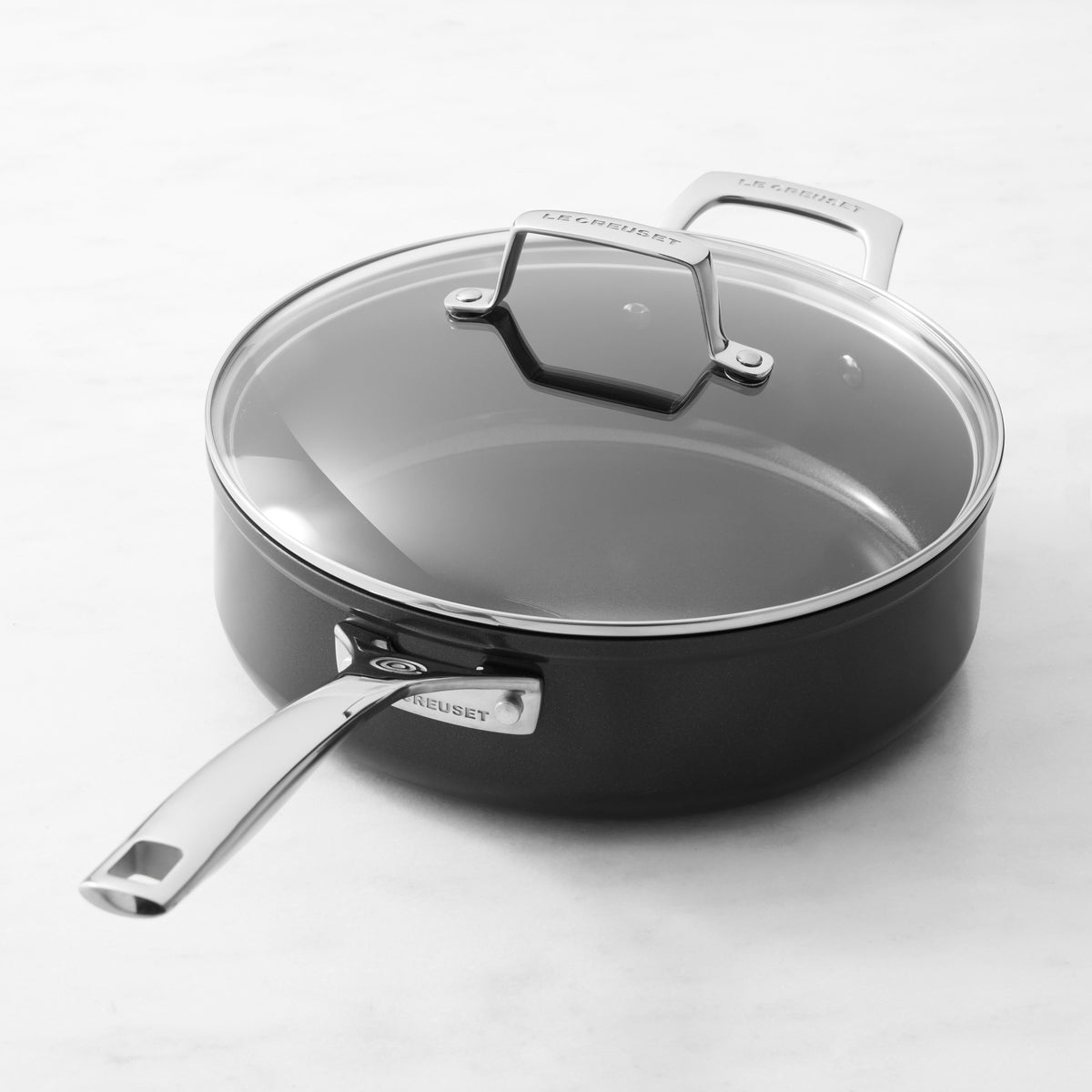 Le Creuset Essential Ceramic Nonstick Saute Pan with Glass Lid, 4.25-Qt.,,