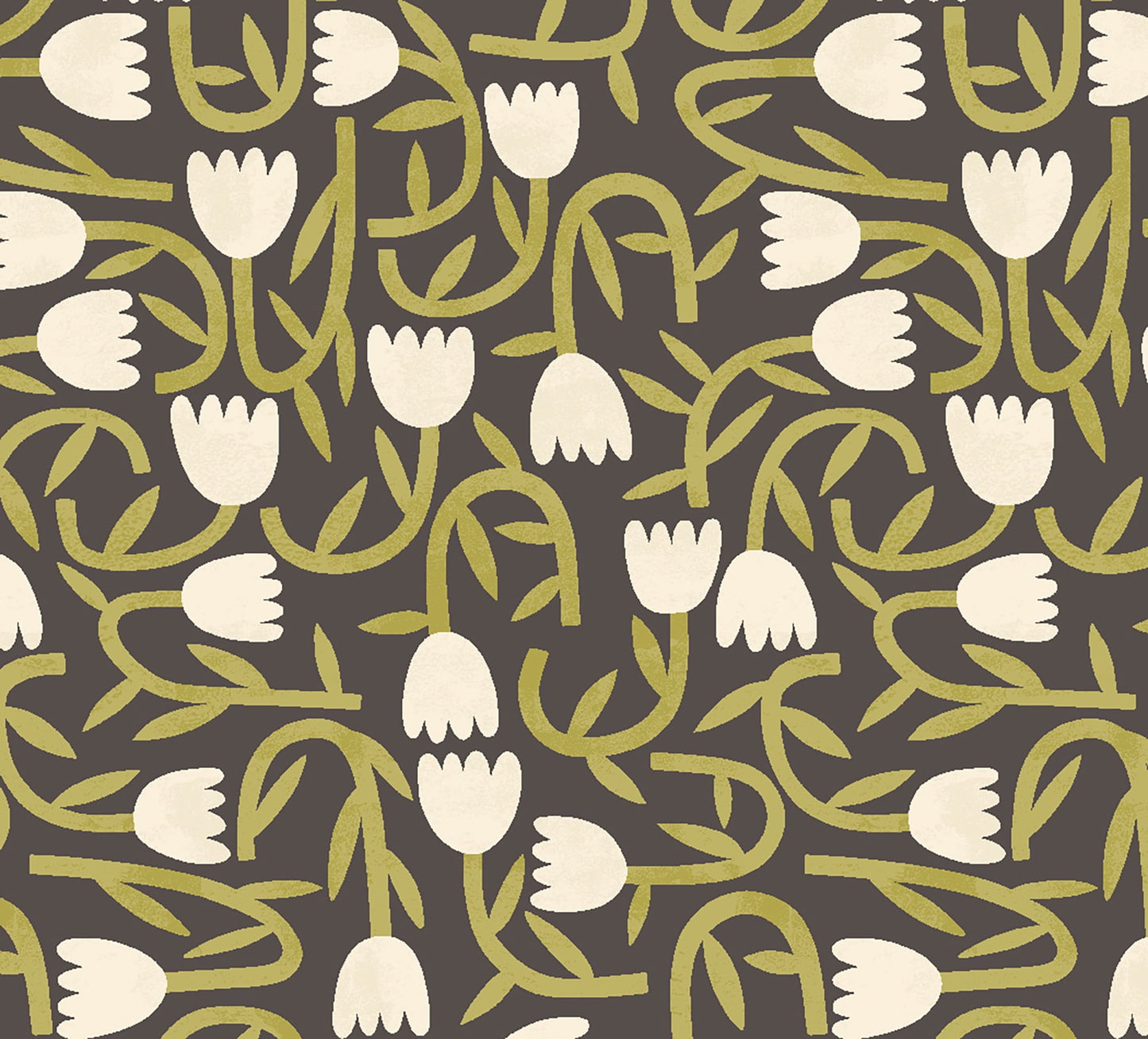 ohpopsi Aino Black Tiny Tulip Unpasted Non Woven Wallpaper, 19.7-in by 33-ft., 54.2 sq. ft.