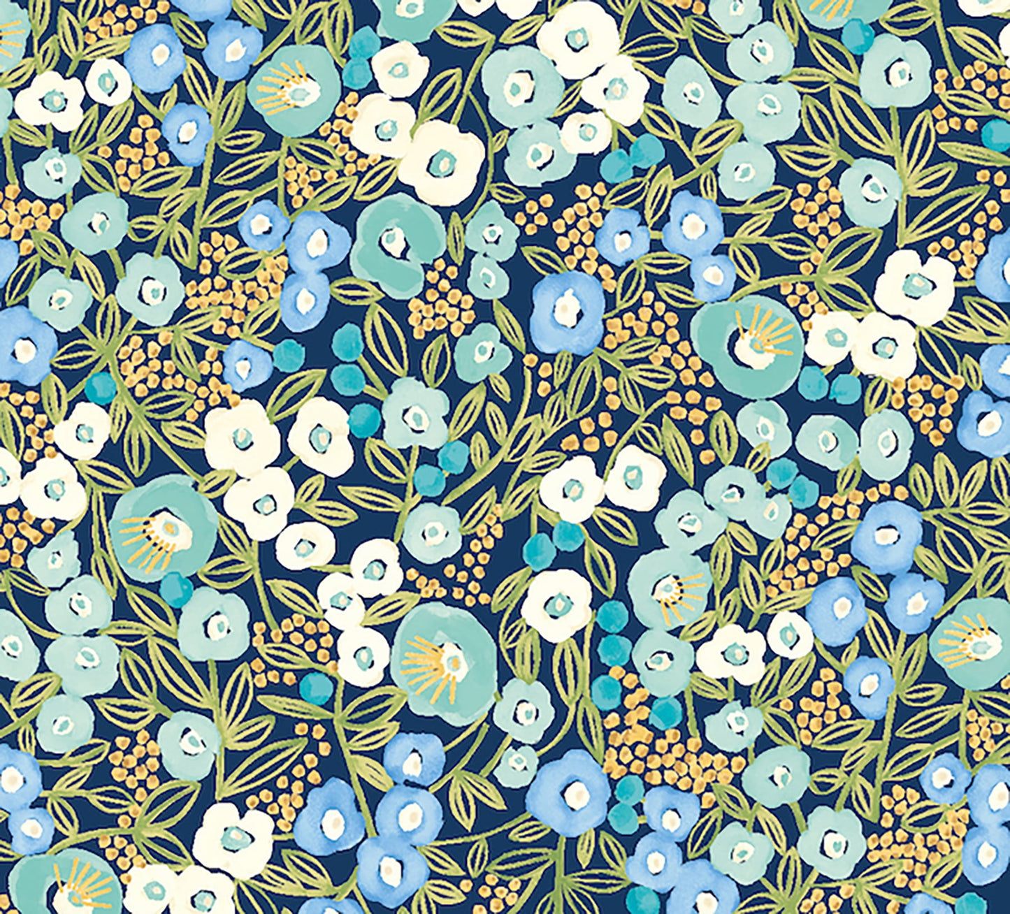 ohpopsi Flora Ditsy Blue Garden Unpasted Non Woven Wallpaper, 19.7-in by 33-ft., 54.2 sq. ft.