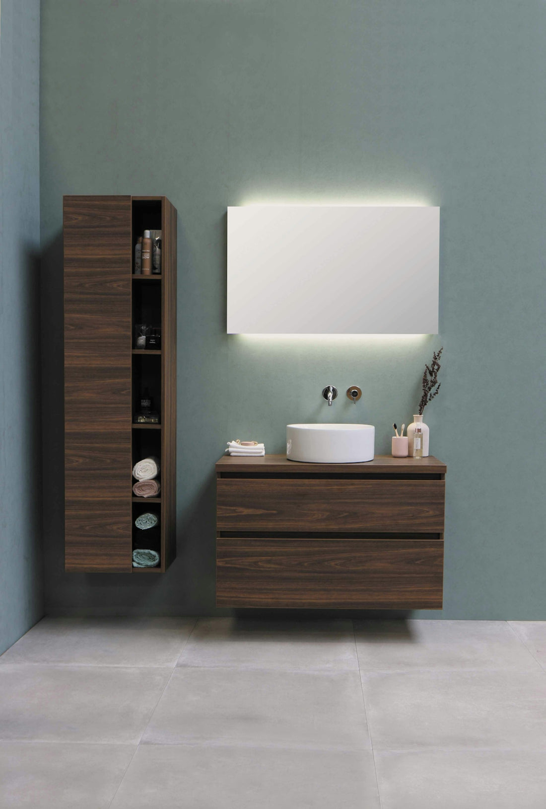 white ceramic sink beside brown wooden cabinet