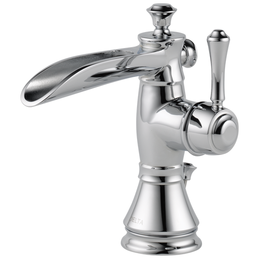 Delta Cassidy Chrome Single hole 1-handle WaterSense Waterfall Residential Handle Bathroom Sink Faucet with Drain
