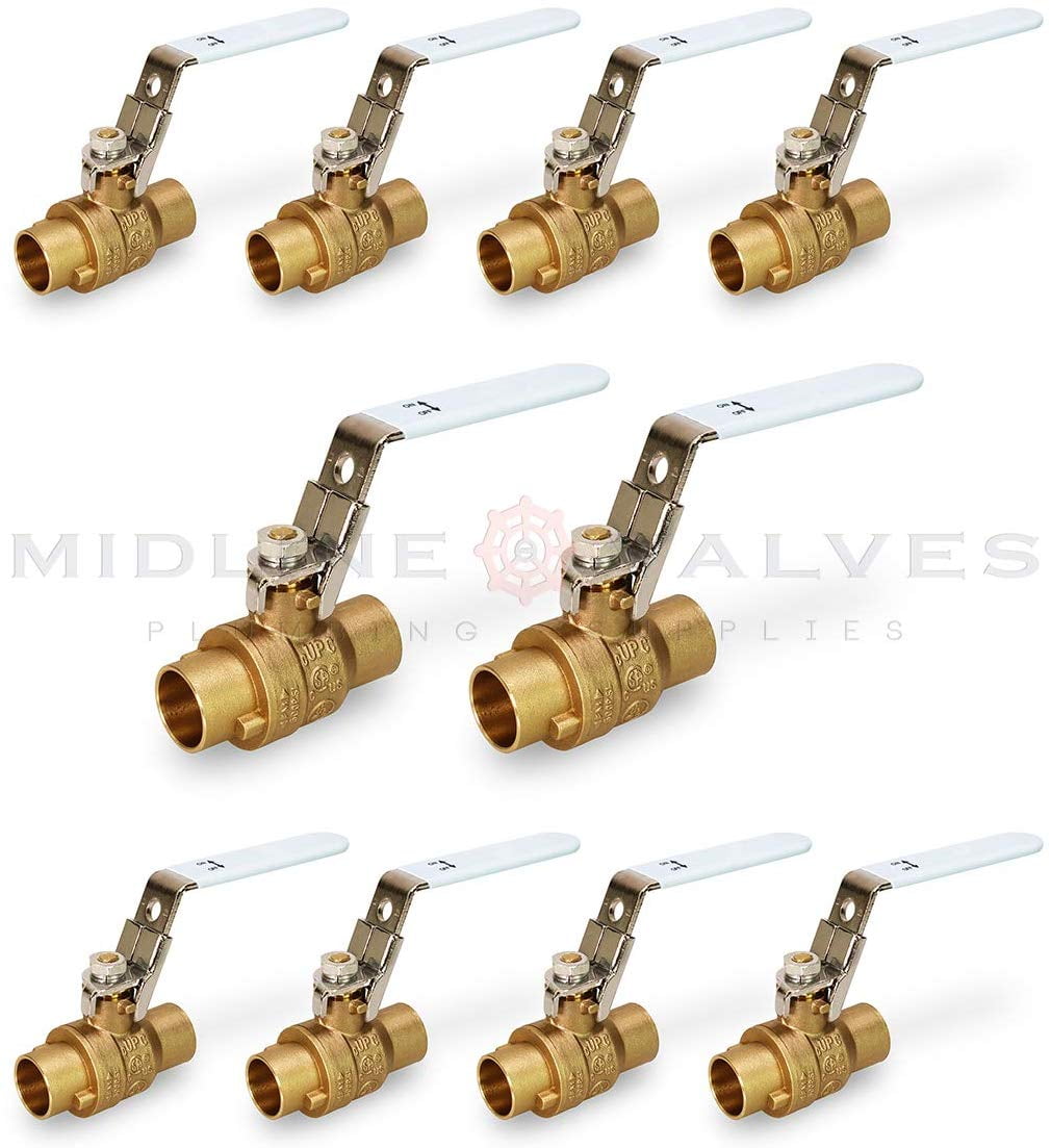 1/2 in. FIP x 1/2 in. FIP Premium Brass Full Port Ball Valve with Lock Handle (10 Pack)