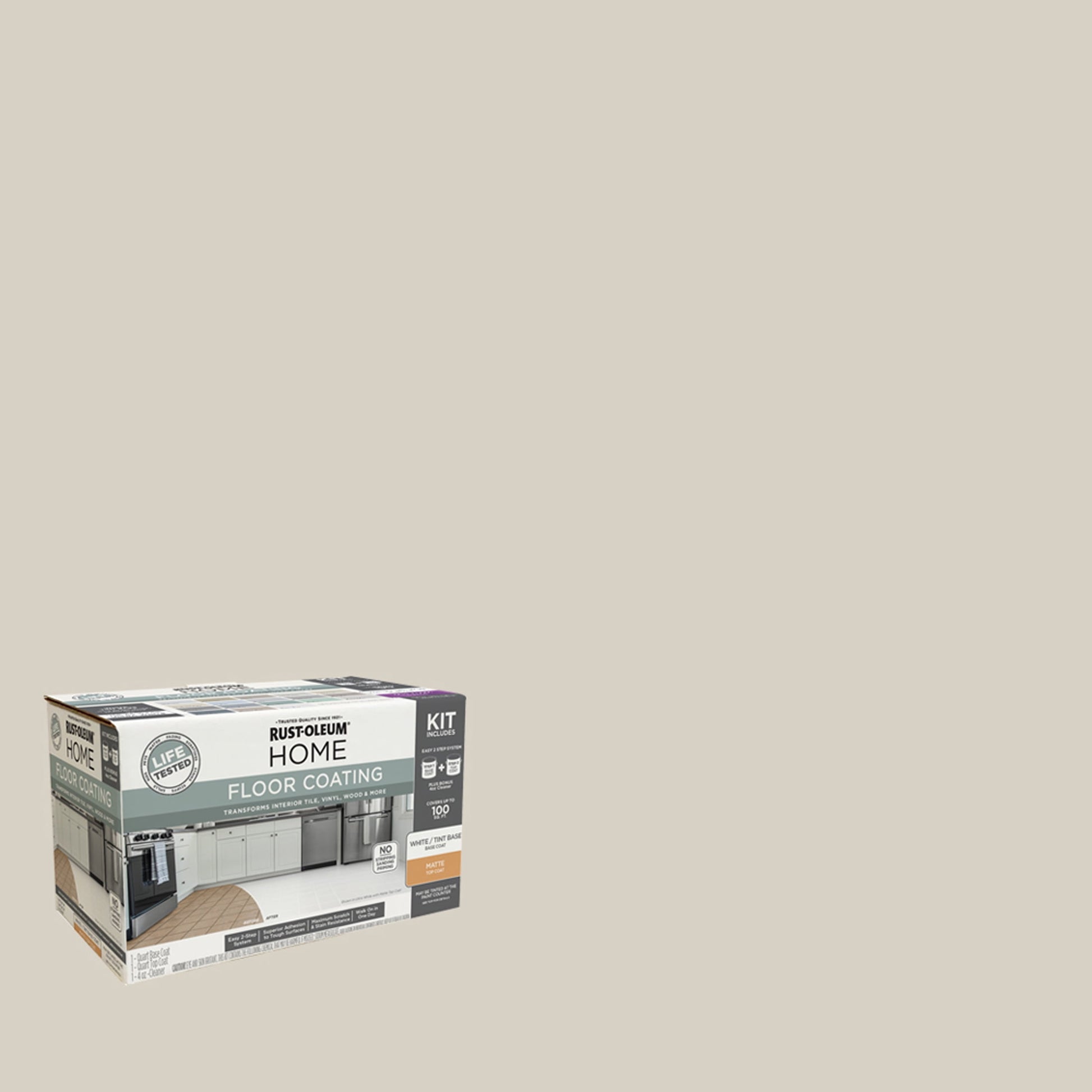 Rust-Oleum Home Matte Vanilla Milkshake Interior Floor Coating Kit-363677T, Quart