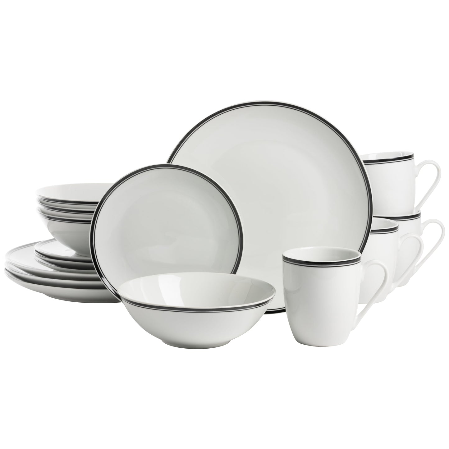 10 Strawberry Street Simply Coupe 16-Piece Ceramic Dinnerware Set, Blue