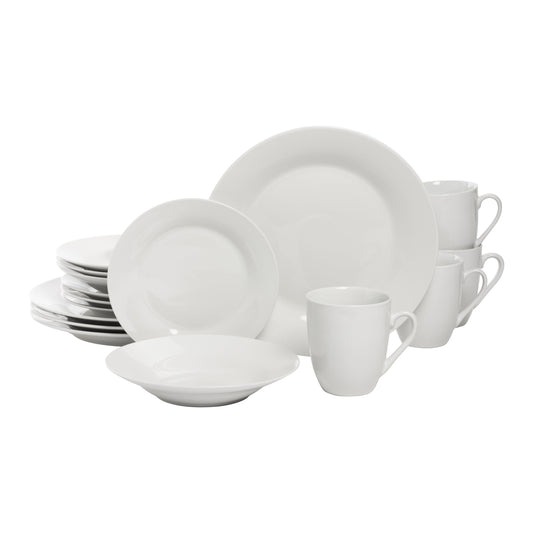 Ten Strawberry Street Simply White Square 16-Piece Ceramic Dinnerware Set
