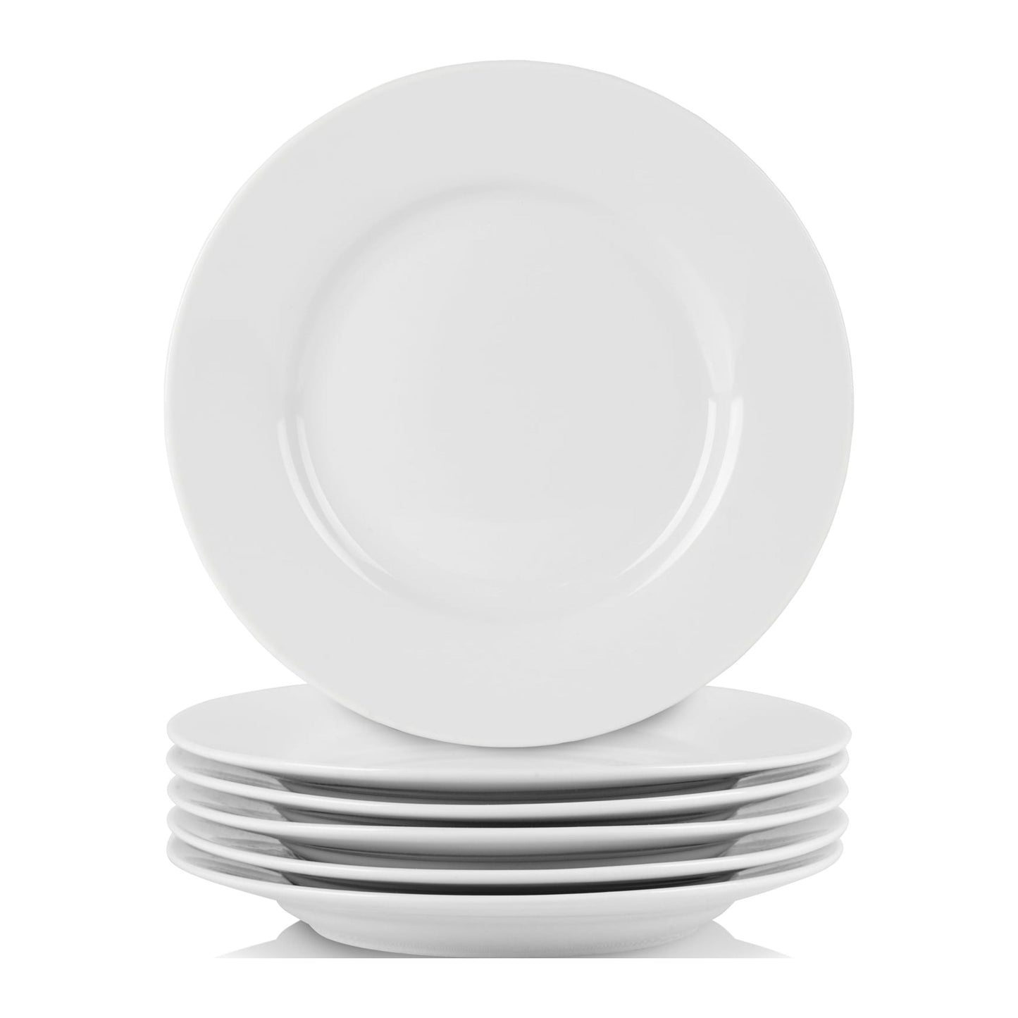 10 Strawberry Street Simply White 6" Round Ceramic Appetizer Plate, Set of 6