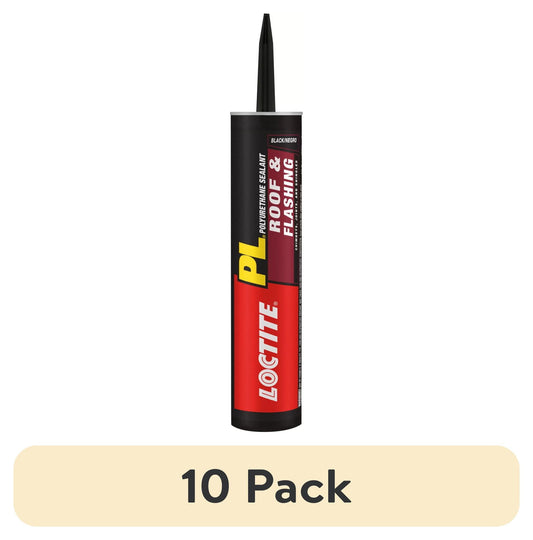 (10 pack) Loctite Pl Polyurethane Sealant Roof and Flashing, Pack of 1, Black 10 fl oz Cartridge