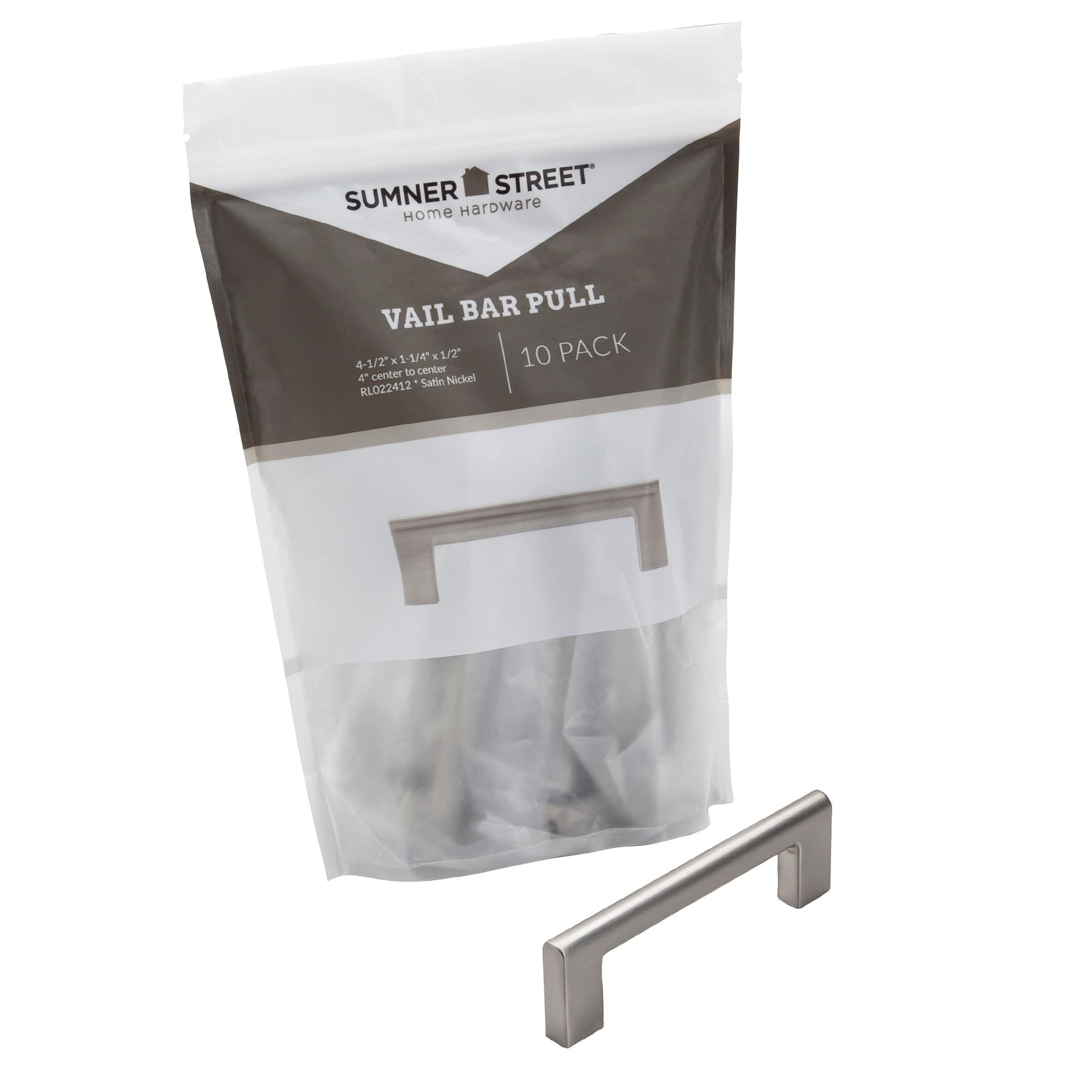 10 pack Vail 4" Satin Nickel Bar Pull