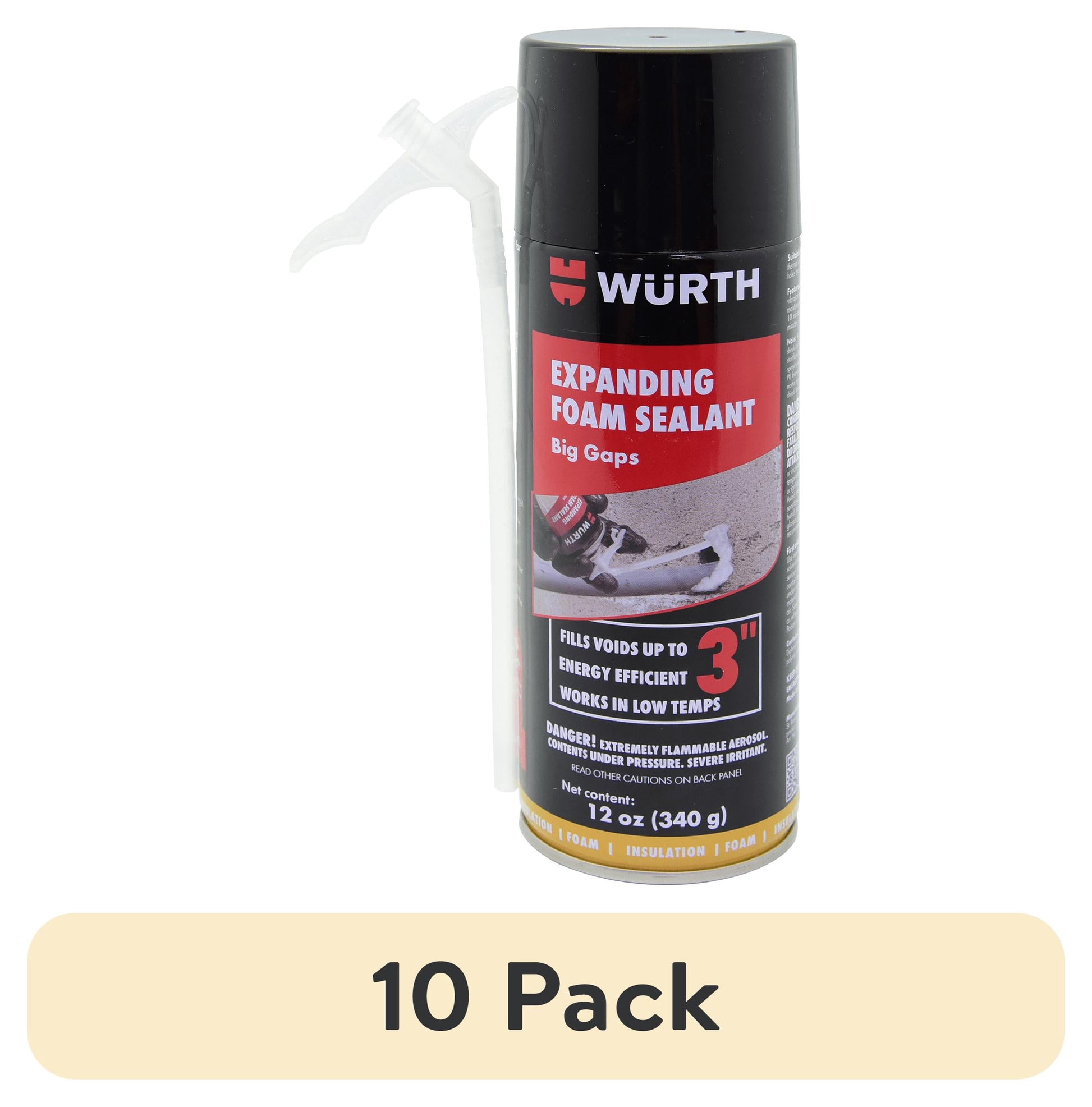(10 pack) WÃ¼rth 12oz Expanding Foam Sealant for Big Gaps up to 3 inches - Insulating Spray Foam