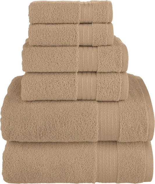100% Cotton Luxury Bathroom Towels Set, Quick Dry,, Lilac
