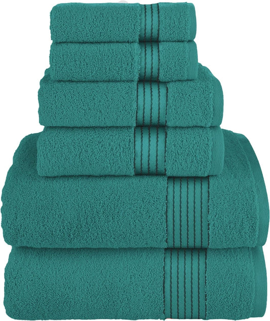 Discount Cotton 6-Piece Towel Set, Includes 2 Washcloths, 2 Hand Towels and 2 Bath Towels, 100% Turkish Cotton - Highly Absorbent and Super Soft Towels for Bathroom, Gold