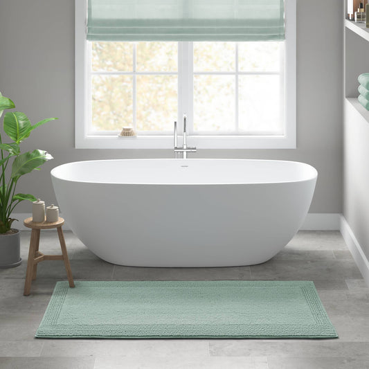 100% Cotton Tufted 3000 GSM Reversible Bath Rug 24x44" Green Ultra Plush Dense Machine Washable Bathroom Rug