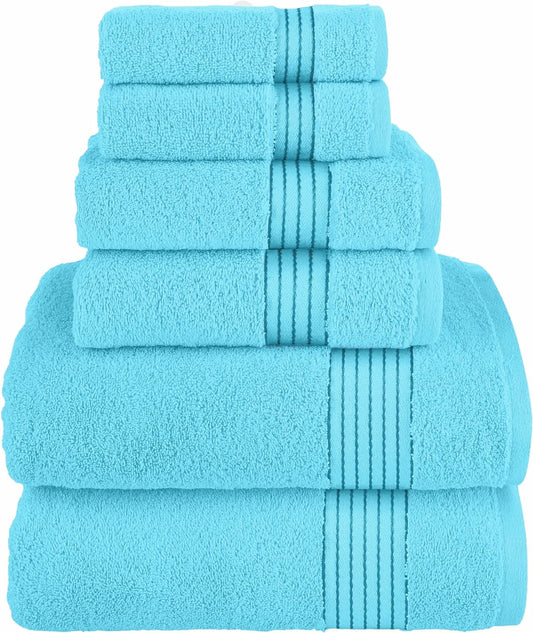 Juego de Toallas de 6 Piezas de AlgodÃ³n 100% Turco Carde, Toallas de 620 GSM para BaÃ±o, SÃºper Suaves 2 Toallas de BaÃ±o 2 Toallas de Mano 2 PaÃ±os, Amarillo