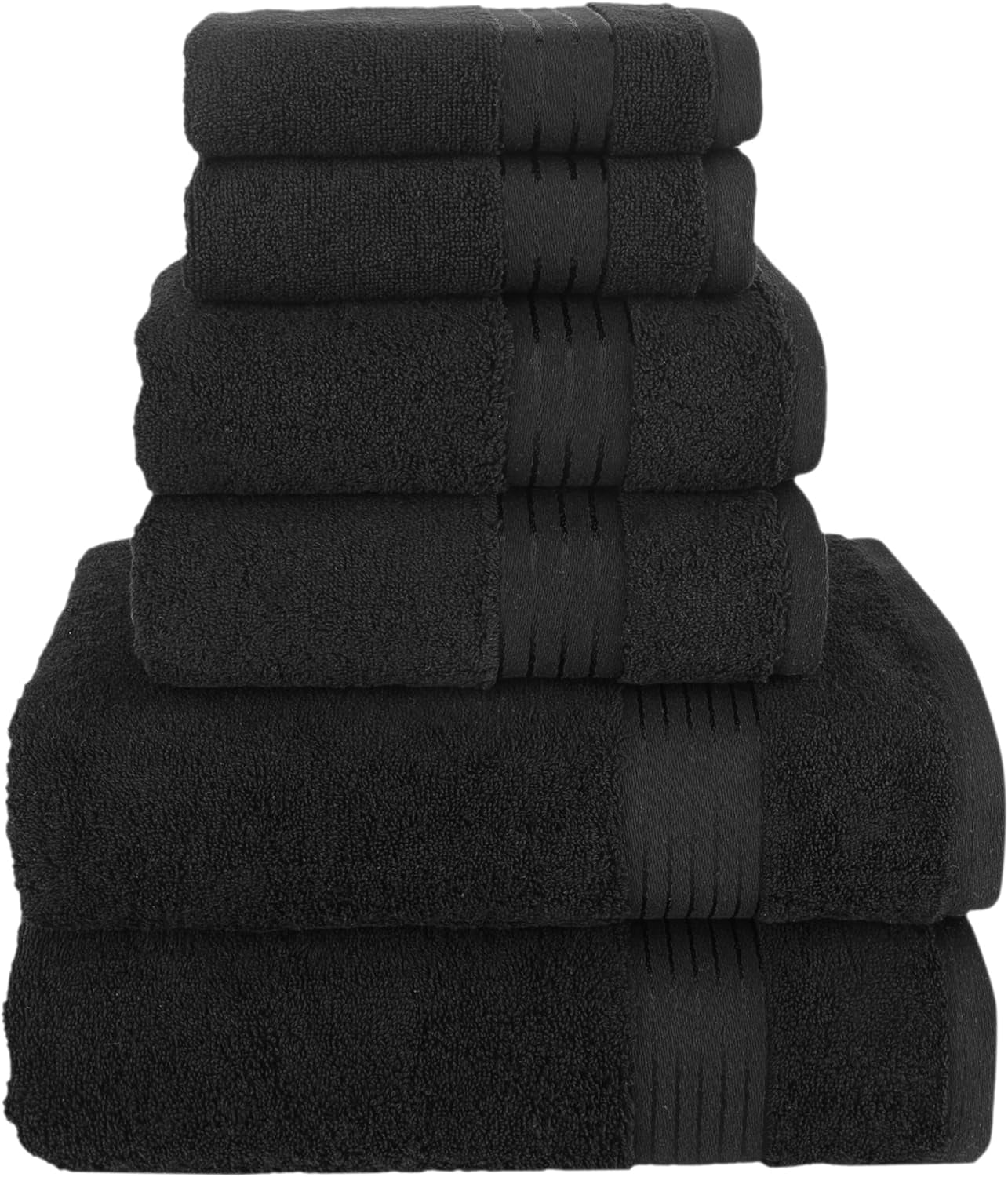 100% Turkish Cotton Luxury Bathroom Towels Set, Quick Dry,, Black
