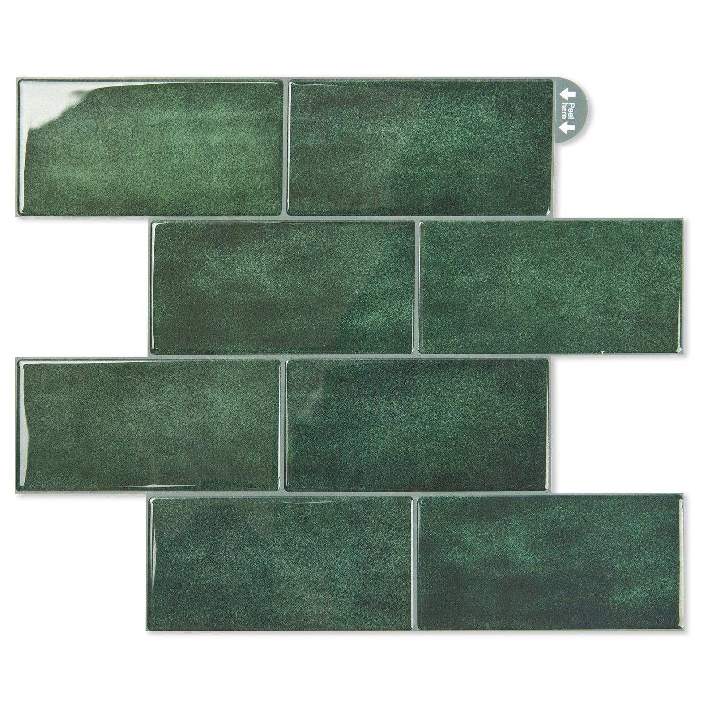 10PCS 10.6''x12.6'' Peel and Stick Backsplash in Green,Heavy-Duty Self-adhesive Subway Tile for Kitchen Bathroom