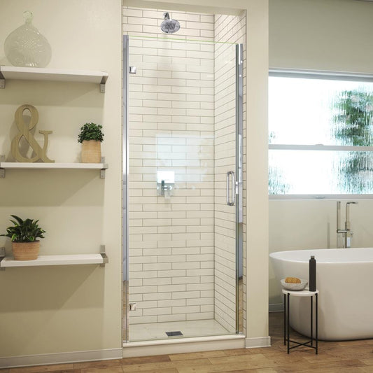 Arizona Shower Door Mini Hinge Polished Chrome 27-in W x 66.625-in H Semi-frameless Clear Glass Hinged Shower door