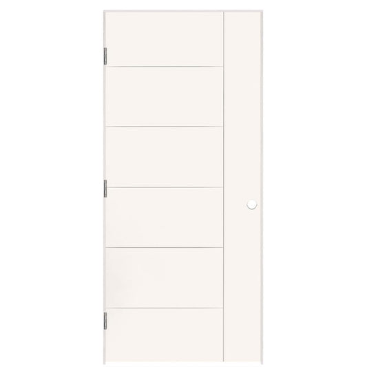 Masonite 36-in x 80-in White Hollow core Flush Right hand Smooth Prefinished Molded composite Flat Jamb Single Prehung Interior Door with