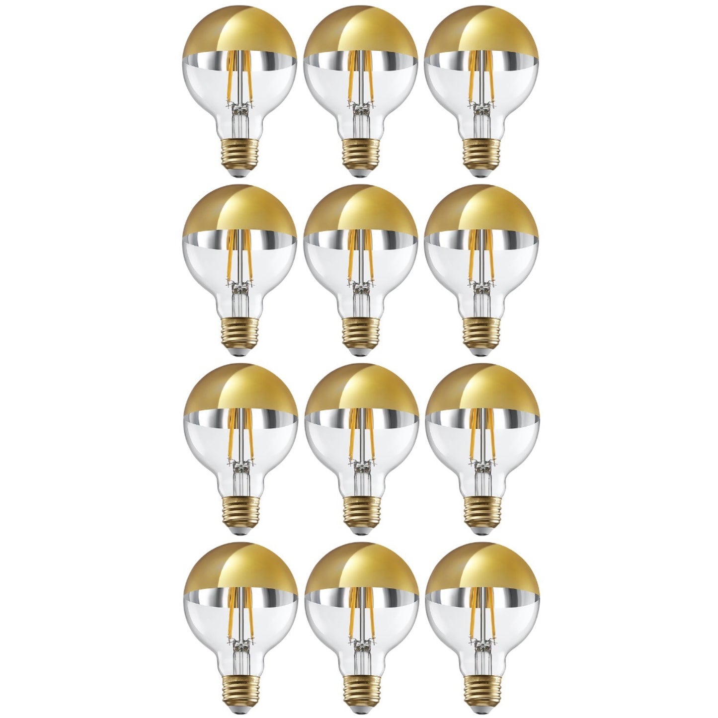 Paquete de 12 Bombillas LED G25 Globe Regulables, 7 W (75 W Eqv.), Bombillas Media Cromadas Antideslumbrantes, Base E26 BaÃ±ada en Oro, Blanco CÃ¡lido de 3000 K