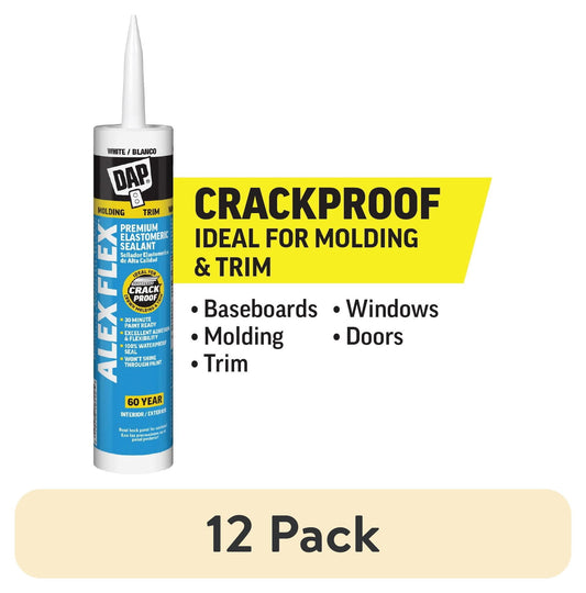 (12 pack) DAP Alex Flex 10.1 oz White Premium Molding and Trim Siliconized Sealant