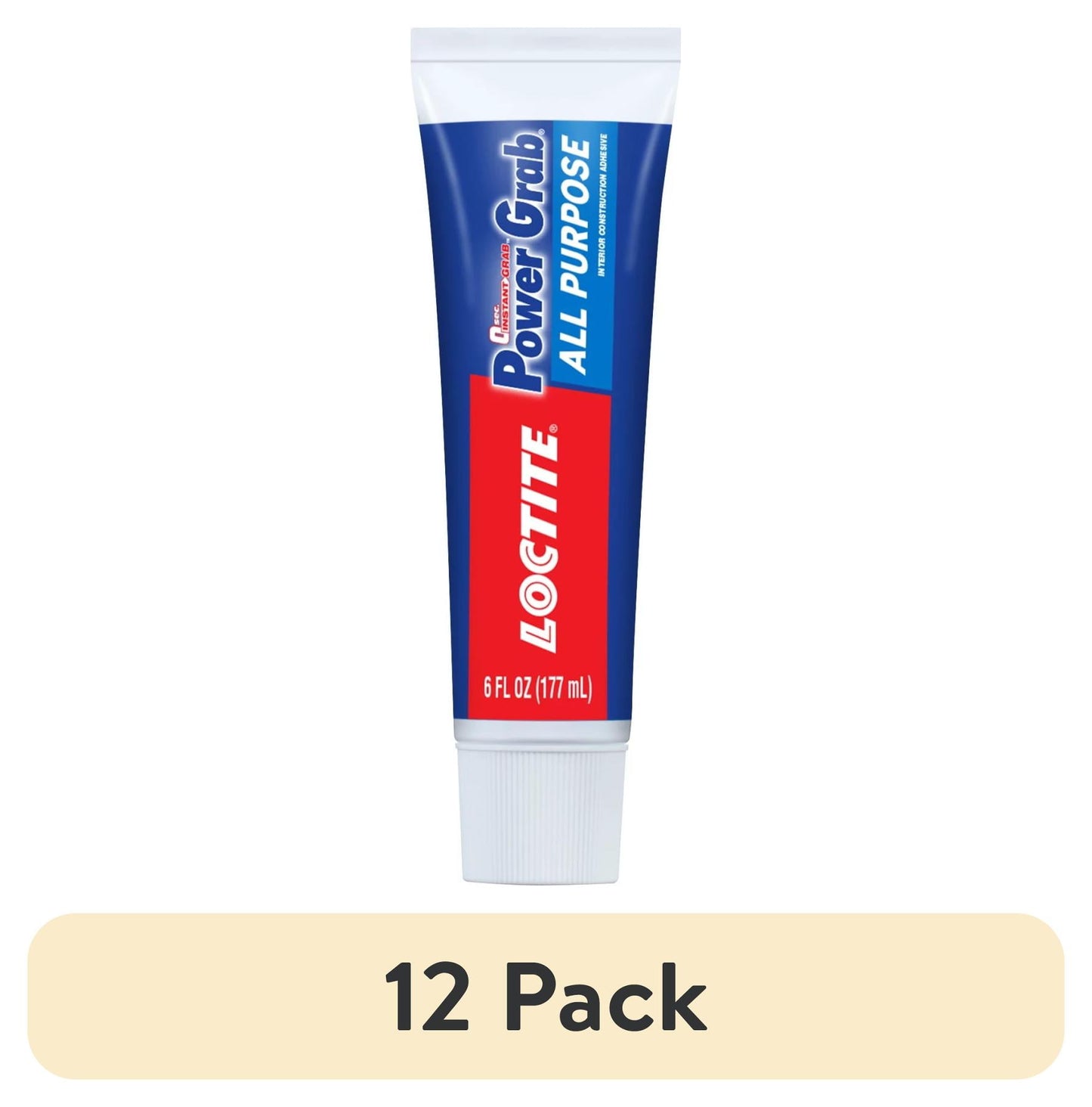 (12 pack) Loctite Power Grab Construction Adhesive All Purpose, Pack of 1, White 6 fl oz Tube