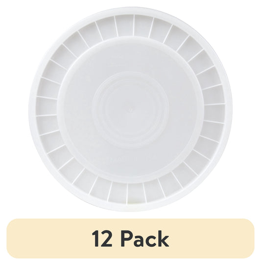 (12 pack) United Solutions 5 Gallon Round Plastic Utility Bucket Lid, White, 1 Each