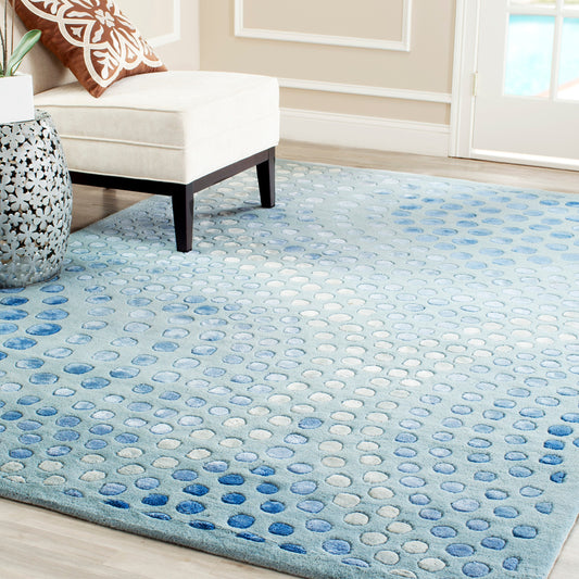Safavieh Soho Iota 9 x 12 (ft) Tufted Wool Light Blue Rectangular Indoor Abstract Spot Clean Only Area rug