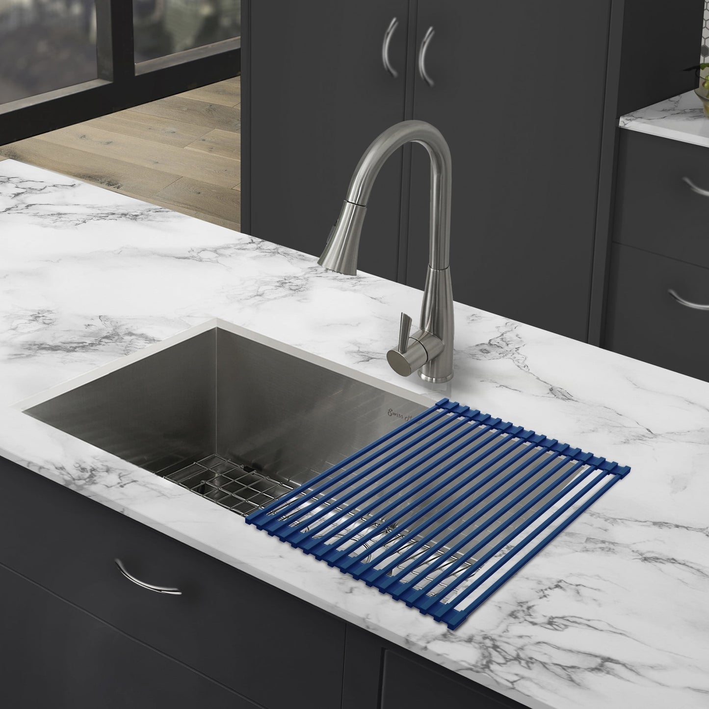 17" x 13" Kitchen Sink Grid, Navy Blue