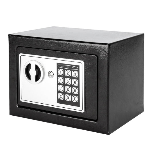 17E Mini Electronic Password Safe Box 0.22 Cu Ft Steel Security Safe with Emergency Keys for Home Hotel Cash Jewelry Documents Storage