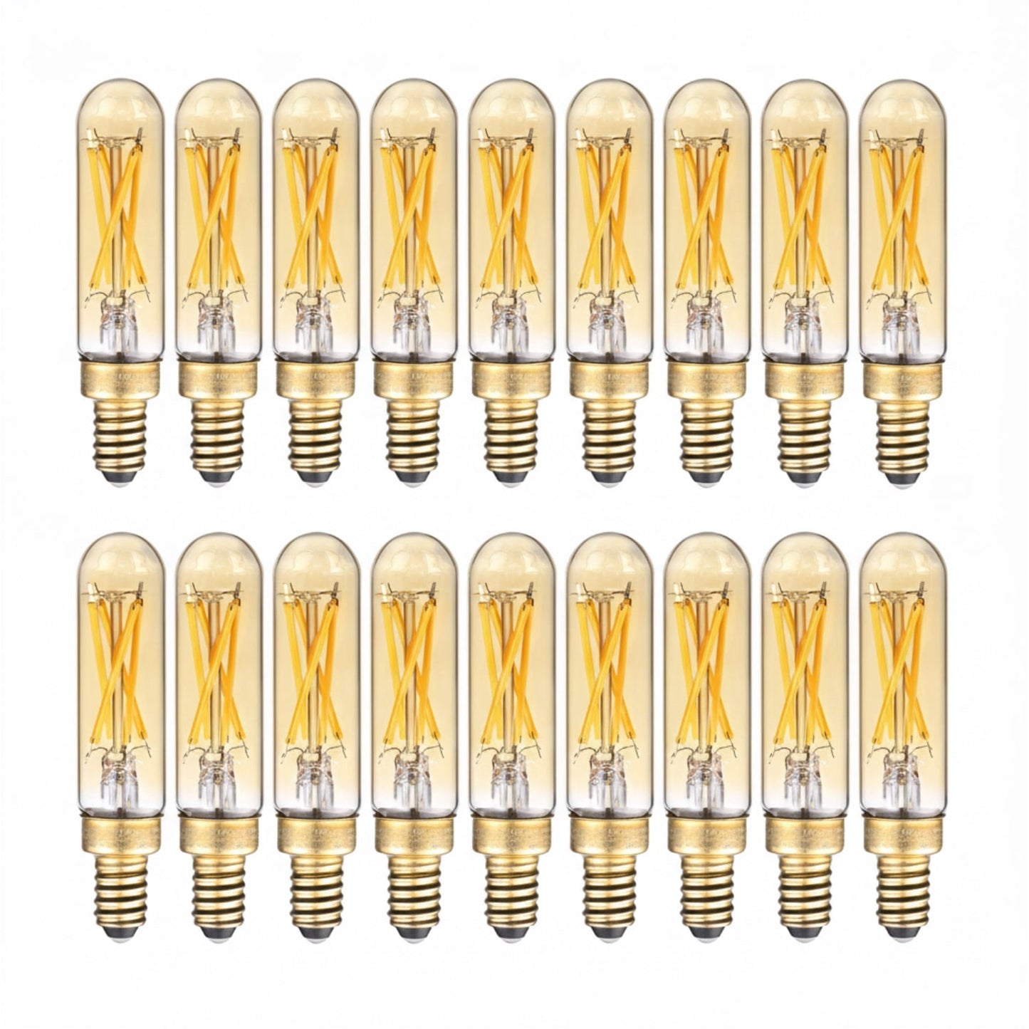 18 Pack T25 Tubular Edison Bulbs, Dimmable T6 LED Bulb, E12 Candelabra Bulb, 4.5W(25W Equiv.), for Chandelier, Wall Lamps, Amber Warm Glass