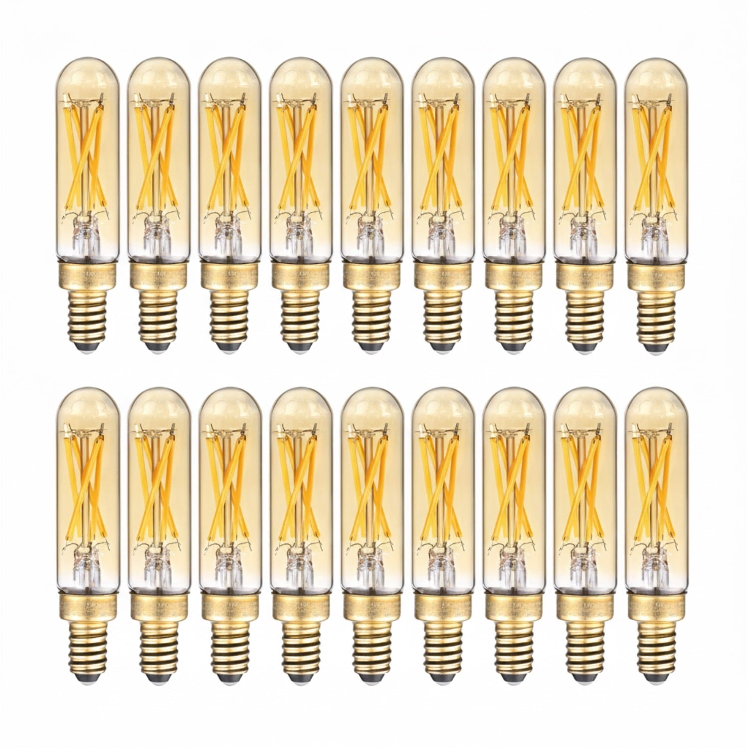 18 Pack T25 Tubular Edison Bulbs, Dimmable T6 LED Bulb, E12 Candelabra Bulb, 4.5W(25W Equiv.), for Chandelier, Wall Lamps, Amber Warm Glass