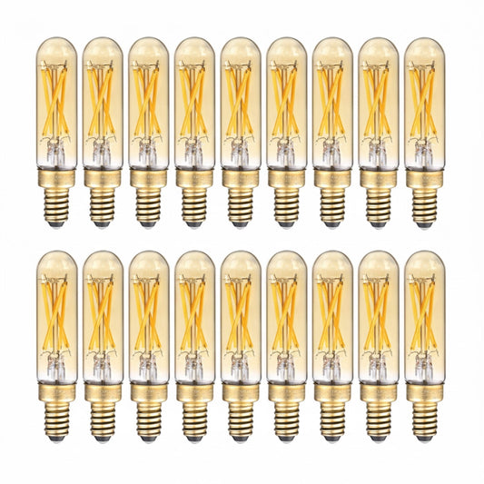 18 Pack T25 Tubular Edison Bulbs, Dimmable T6 LED Bulb, E12 Candelabra Bulb, 4.5W(25W Equiv.), for Chandelier, Wall Lamps, Amber Warm Glass