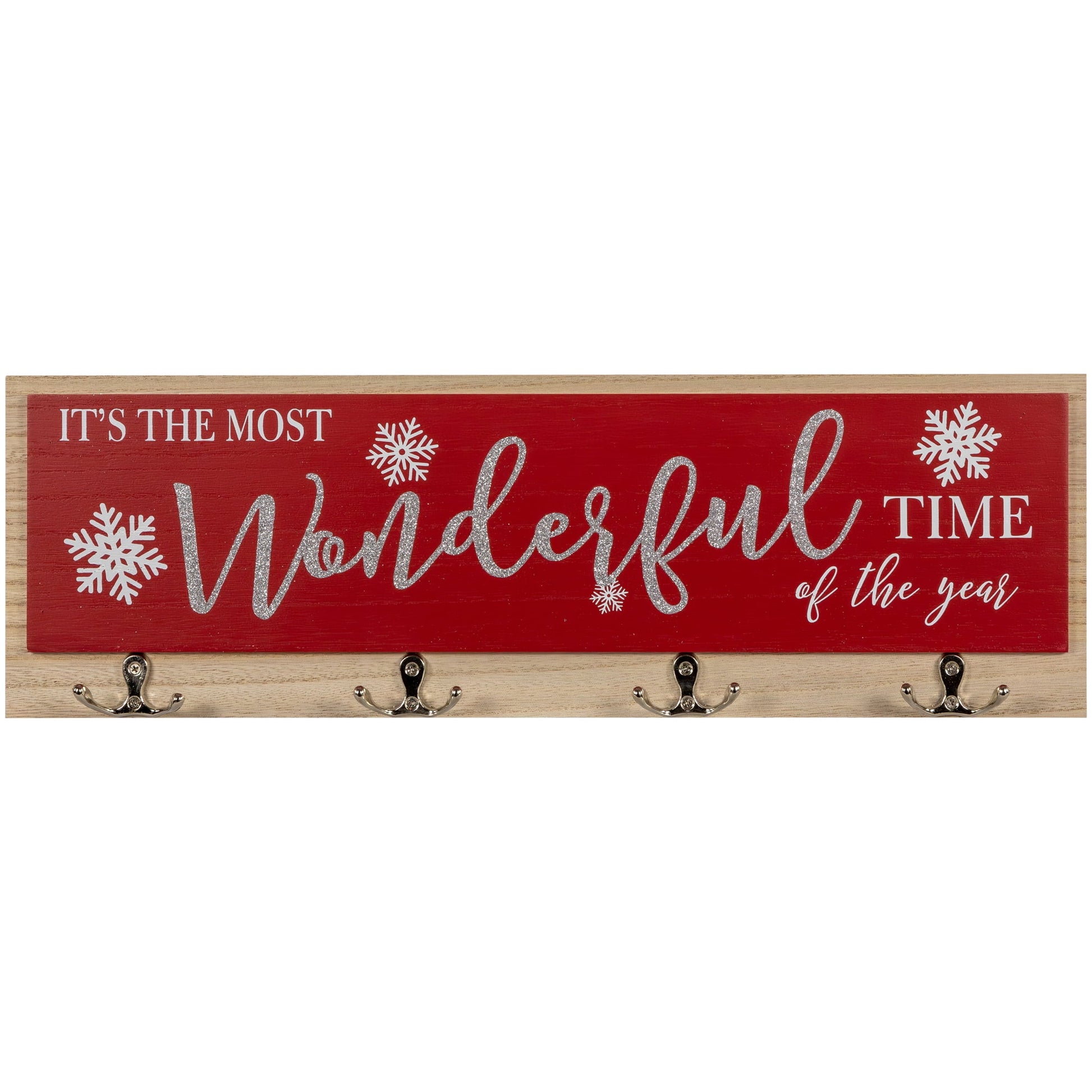 Northlight Snowflakes "It's The Most Wonderful Time of The Year" Christmas Wall Hooks - 19.5"